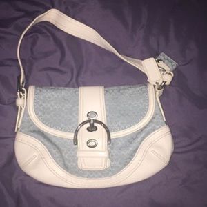 Coach Blue and White Leather Purse